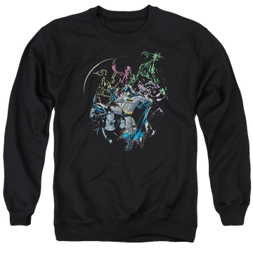 Black men's crewneck sweatshirt with Batman Surrounded graphic