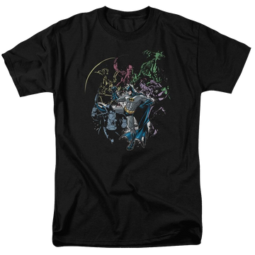 Black men's regular fit t-shirt with Batman Surrounded graphic
