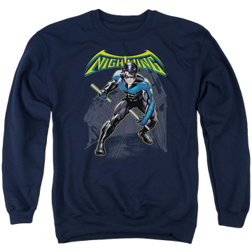 Navy men's crewneck sweatshirt with Batman Nightwing graphic