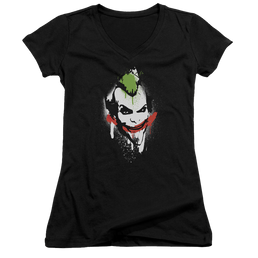Batman - Arkham Spraypaint Smile - Juniors V-Neck T-Shirt Juniors V-Neck T-Shirt Batman   