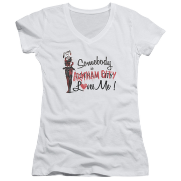 Batman - Arkham Somebody Loves Me - Juniors V-Neck T-Shirt Juniors V-Neck T-Shirt Batman   
