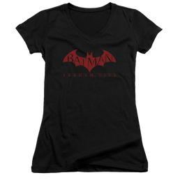 Batman - Arkham Red Bat - Juniors V-Neck T-Shirt Juniors V-Neck T-Shirt Batman   