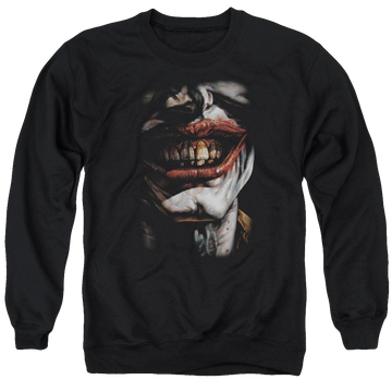 Black men's crewneck sweatshirt with Batman Smile Of Evil graphic