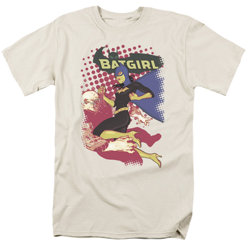 Cream men's regular fit t-shirt with Batman Batgirl Crunch graphic