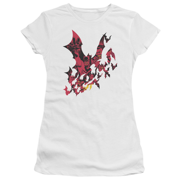 White juniors t-shirt with Batman Broken City graphic