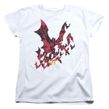 White women's t-shirt with Batman Broken City graphic