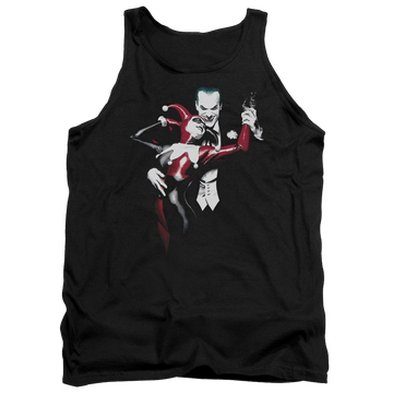 Black men's tank with Harley Quinn Batman Harley And Joker graphic