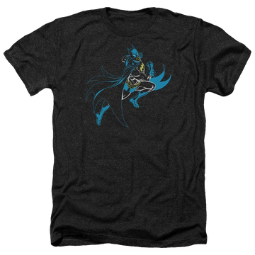 Charcoal men's heather t-shirt with Neon Batman graphic