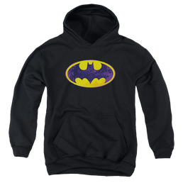 DC Batman Bm Neon Distress Logo - Youth Hoodie Youth Hoodie (Ages 8-12) Batman   