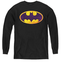 Dc Batman Bm Neon Distress Logo - Youth Long Sleeve T-Shirt Youth Long Sleeve T-Shirt Batman   