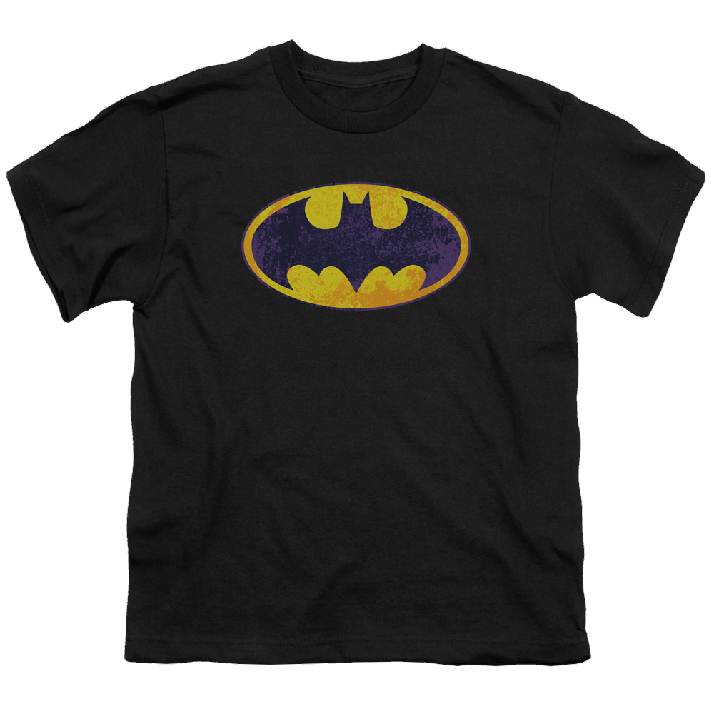 DC Batman Bm Neon Distress Logo - Youth T-Shirt Youth T-Shirt (Ages 8-12) Batman   