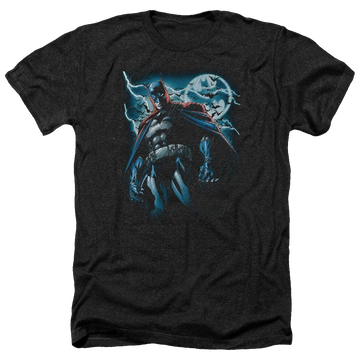 Charcoal men's heather t-shirt with Batman Stormy Knight graphic