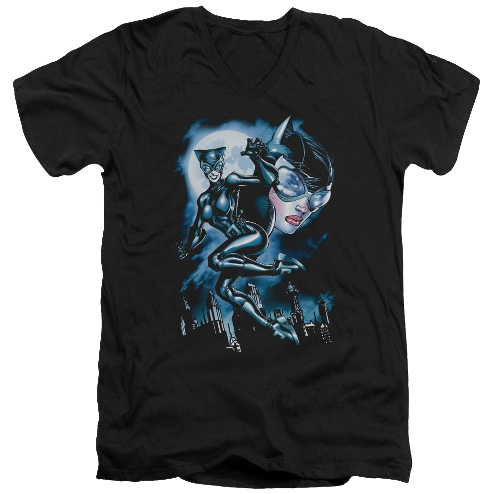 Batman Moonlight Cat - Men's V-Neck T-Shirt Men's V-Neck T-Shirt Catwoman   