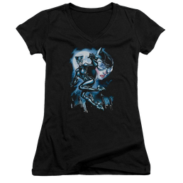 Batman Moonlight Cat - Juniors V-Neck T-Shirt Juniors V-Neck T-Shirt Catwoman   
