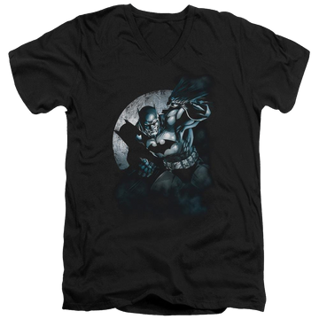 Black men's v-neck t-shirt with Batman Spotlight graphic
