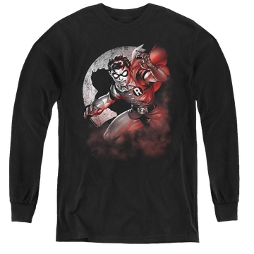 Black youth long sleeve t-shirt with Batman Robin Spotlight graphic