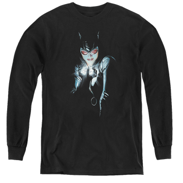 Black youth long sleeve t-shirt with Catwoman Batman #685 Cover graphic
