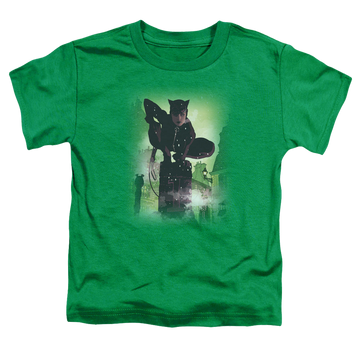 Kelly green toddler t-shirt with Catwoman #63 Cover graphic