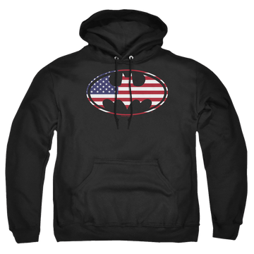 Batman American Flag Oval - Pullover Hoodie Pullover Hoodie Batman   
