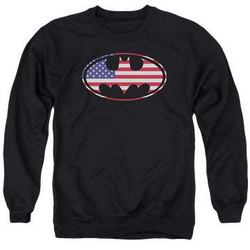 Batman American Flag Oval - Men's Crewneck Sweatshirt Men's Crewneck Sweatshirt Batman   