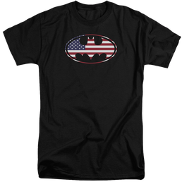 Batman American Flag Oval - Men's Tall Fit T-Shirt Men's Tall Fit T-Shirt Batman   