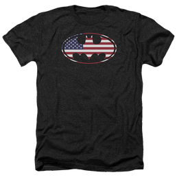 Batman American Flag Oval - Men's Heather T-Shirt Men's Heather T-Shirt Batman   