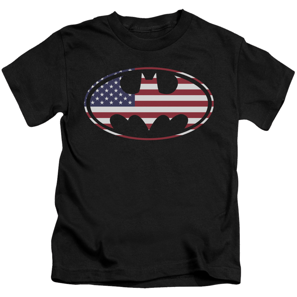 DC Batman American Flag Oval - Kid's T-Shirt Kid's T-Shirt (Ages 4-7) Batman   