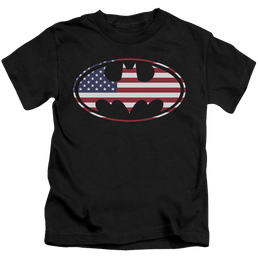 DC Batman American Flag Oval - Kid's T-Shirt Kid's T-Shirt (Ages 4-7) Batman   