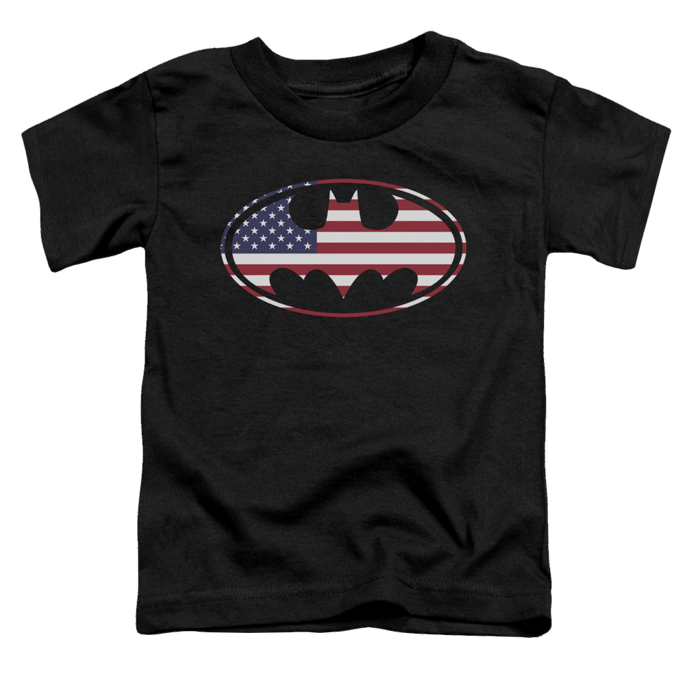 DC Batman American Flag Oval - Toddler T-Shirt Toddler T-Shirt Batman   