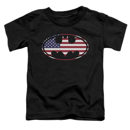 DC Batman American Flag Oval - Toddler T-Shirt Toddler T-Shirt Batman   