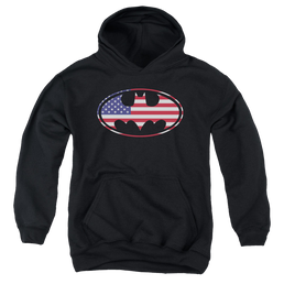 DC Batman American Flag Oval - Youth Hoodie Youth Hoodie (Ages 8-12) Batman   