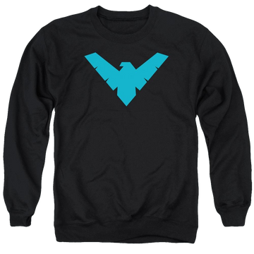 Black men's crewneck sweatshirt with Batman Nightwing Symbol graphic