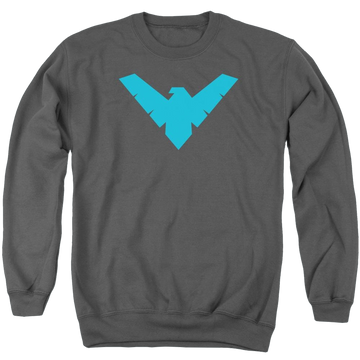 Charcoal men's crewneck sweatshirt with Batman Nightwing Symbol graphic