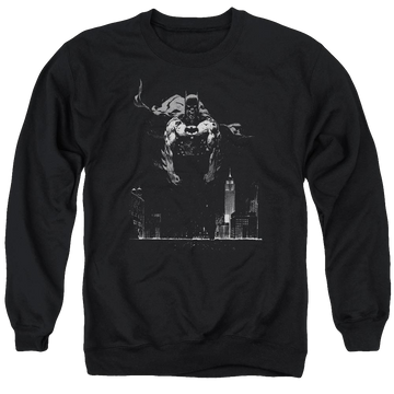 Black men's crewneck sweatshirt with Batman Dirty City graphic