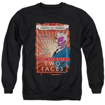 Black men's crewneck sweatshirt with Batman Two Faces graphic