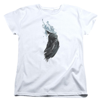 White women's t-shirt with Batman Wash graphic