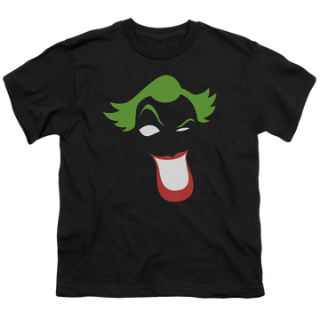 Black youth t-shirt for ages 8 to 12 with Joker Simplified graphic