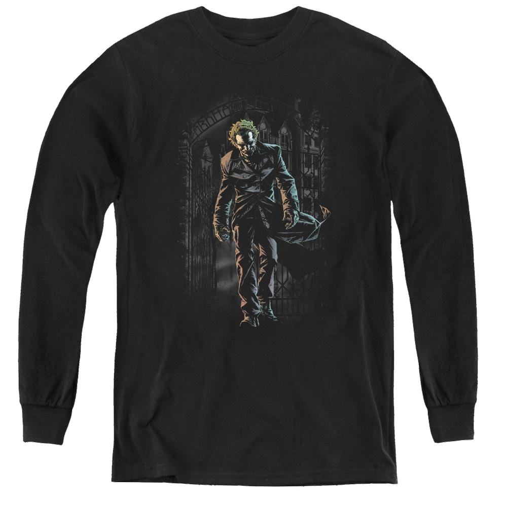Joker, The Joker Leaves Arkham - Youth Long Sleeve T-Shirt Youth Long Sleeve T-Shirt Joker   
