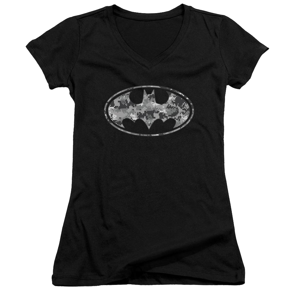 Batman Urban Camo Shield - Juniors V-Neck T-Shirt Juniors V-Neck T-Shirt Batman   