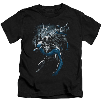 Black kid's t-shirt for ages 4 to 7 with Nightwing Dynamic Duo graphic