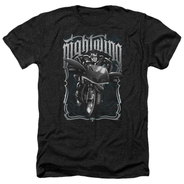 Charcoal men's heather t-shirt with Batman Nightwing Biker graphic