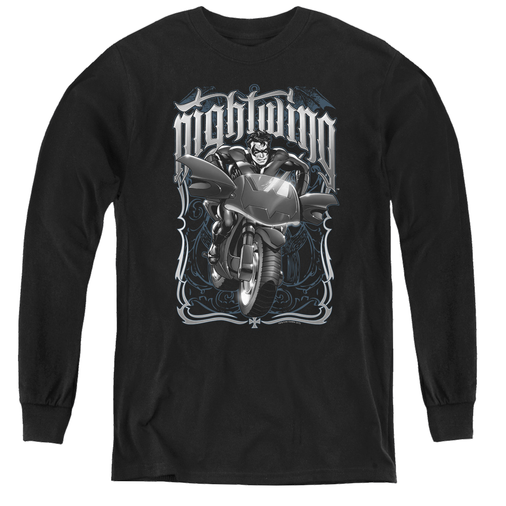 Nightwing Nightwing Biker - Youth Long Sleeve T-Shirt Youth Long Sleeve T-Shirt Nightwing   