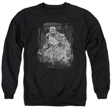 Black men's crewneck sweatshirt with Batman Pencilled Rain graphic