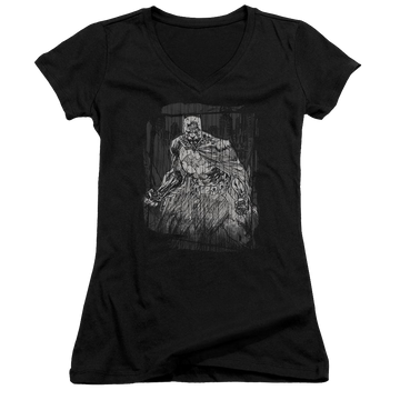 Batman Pencilled Rain - Juniors V-Neck T-Shirt Juniors V-Neck T-Shirt Batman   