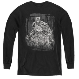 Dc Batman Pencilled Rain - Youth Long Sleeve T-Shirt Youth Long Sleeve T-Shirt Batman   