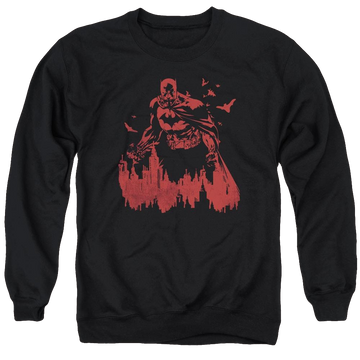 Black men's crewneck sweatshirt with Batman Red Knight graphic