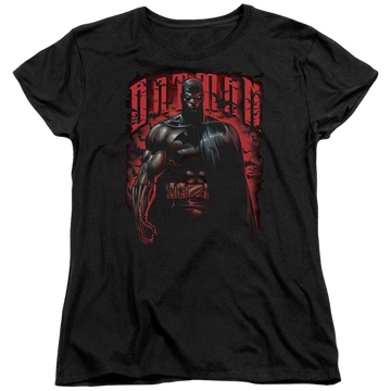 Black women's t-shirt with Batman Red Knight graphic
