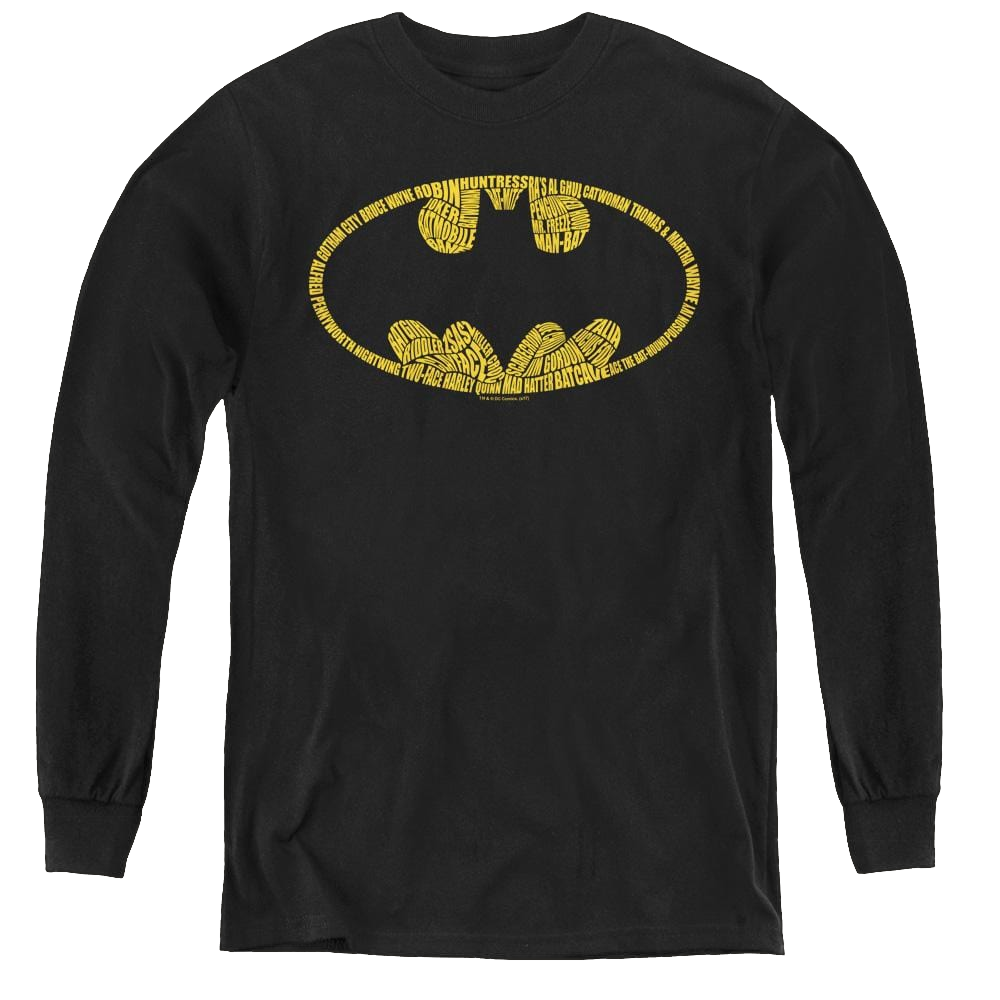 Dc Batman Word Logo - Youth Long Sleeve T-Shirt Youth Long Sleeve T-Shirt Batman   