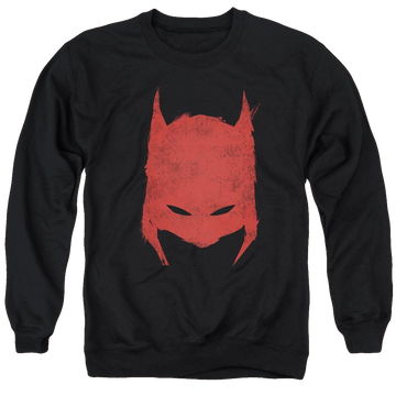 Black men's crewneck sweatshirt with Batman Hacked &amp; Scratched graphic