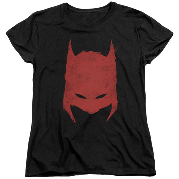 Black women's t-shirt with Batman Hacked & Scratched graphic